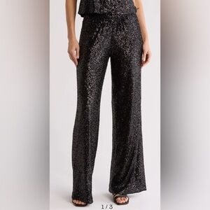 [NWOT] $345 RAMY BROOK Lavenia Sequin Black Wide Leg Pants. Size 4